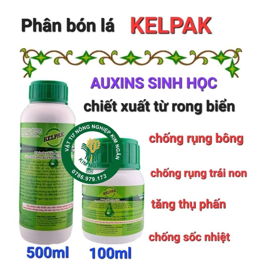 Phân bón KELPAK Auxins chiết xuất từ rong biển 500ml và 100ml –  Chống rụng hoa, chống rụng trái non sầu riêng