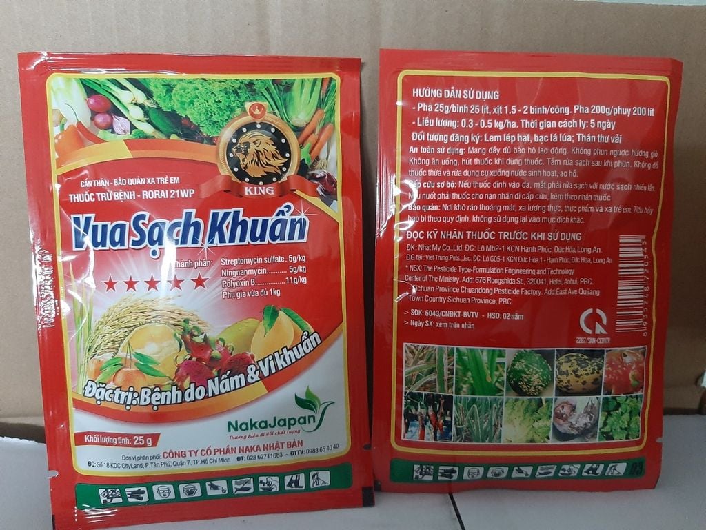 Sạch Khuẩn 21Wp, Rorai 21Wp 25gam, 100gam, 250gam: trừ nấm khuẩn gây thối nhũn, thán thư, loét, sẹo, héo xanh, vàng lá