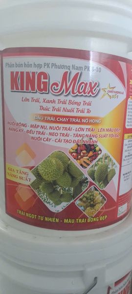 ( Phân NPK ) King Max: Lớn trái, Xanh trái, Bóng trái, Thúc trái, Nuôi trái to - Nuôi bông - Mập nụ, Nuôi trái - Lớn trái - Lên màu đẹp, Nặng ký - Đều trái - Neo trái - Tăng năng suất tối đa, Nuôi cây - Cải tạo đất nhanh