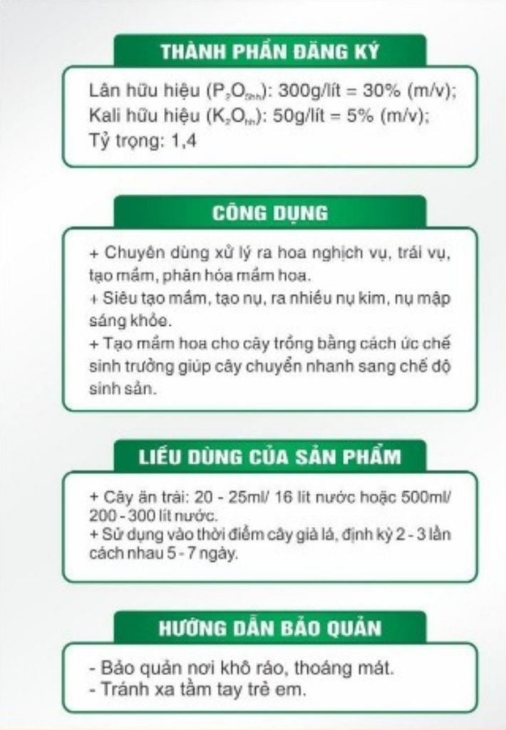 500ml) Lân 2 chiều - lân nước: lưu dẫn 2 chiều, rửa mắt cua, chống khô bông - đen bông, kích ra hoa đồng loạt, mau già lá sầu riêng