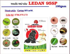 Gói Ledan 95SP 100gam, cartap nhật 100g, Cartap Hydrochloride 95%: rầy xanh sầu riêng, sâu đục thân, ruồi, bọ trĩ, bọ cánh cứng