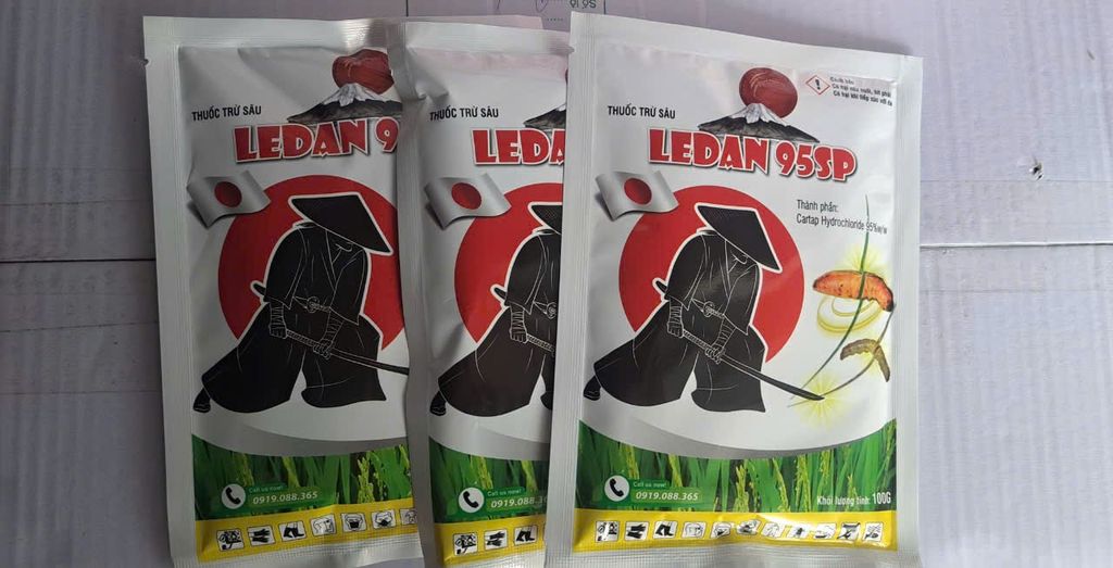 Gói Ledan 95SP 100gam, cartap nhật 100g, Cartap Hydrochloride 95%: rầy xanh sầu riêng, sâu đục thân, ruồi, bọ trĩ, bọ cánh cứng
