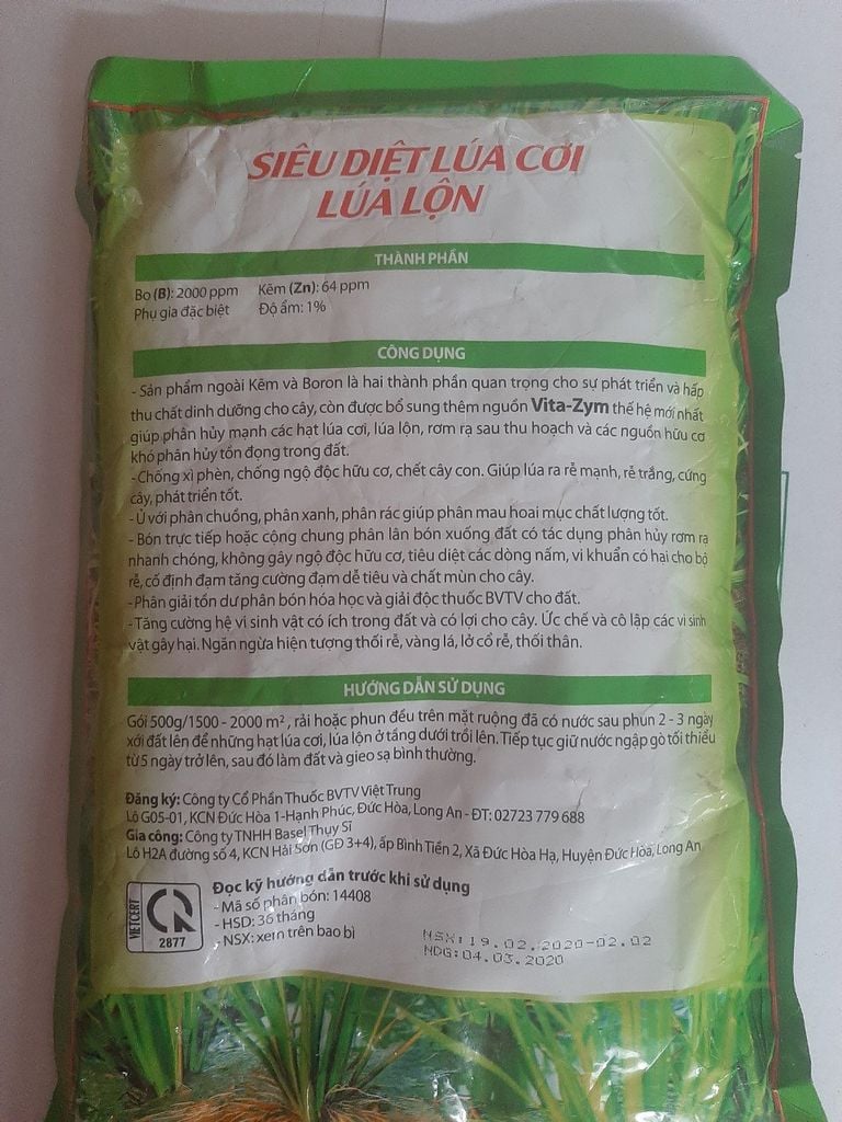 (500gam) Siêu diệt lúa lộn, trừ lúa cơi, diệt trừ lúa ma, xử lý lúa hai tầng lẫn trong ruộng lúa