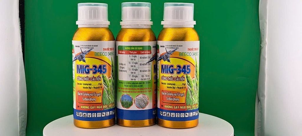 Thuốc trừ cỏ hậu nảy mầm MIG 345, Beeco 345 240ml: đặc trị cỏ lồng vực, cỏ gạo, cỏ đuôi phụng, KHÔNG ĐỎ LÚA