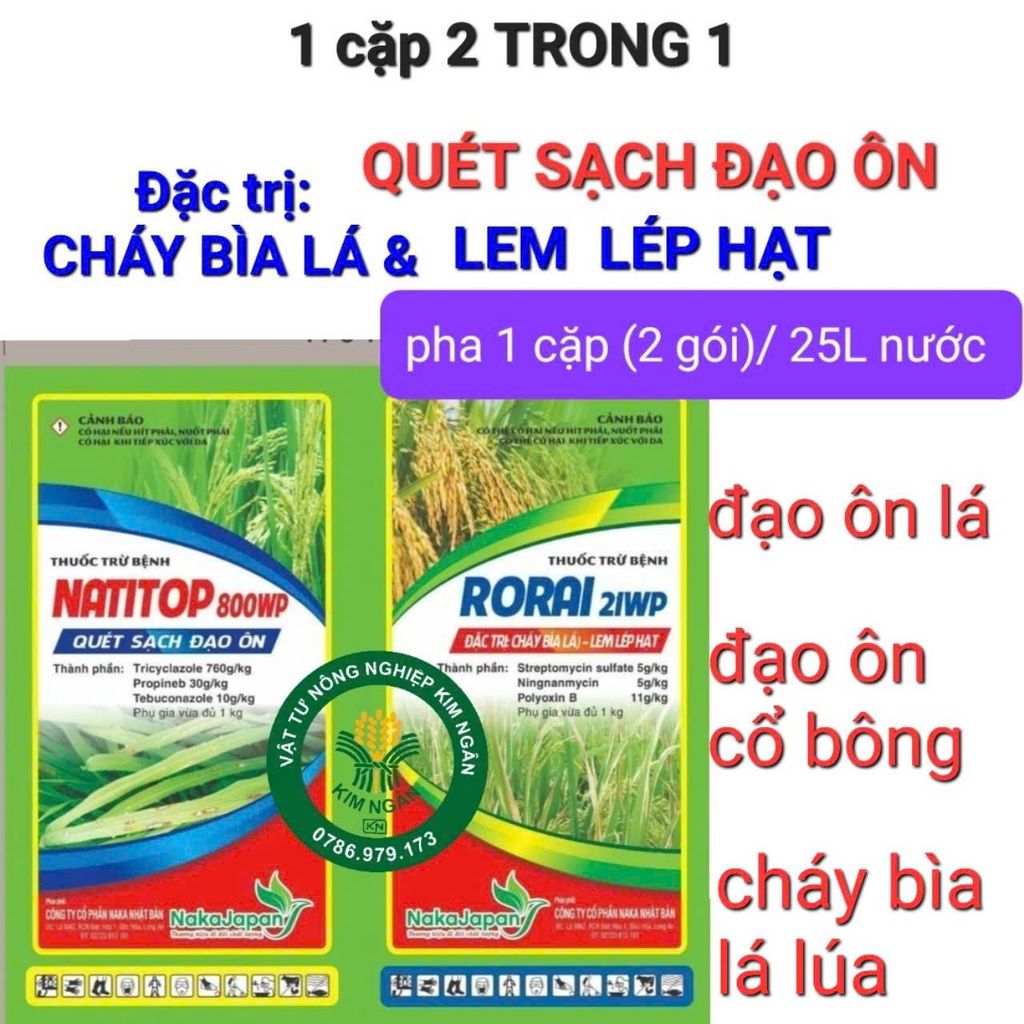 Thuốc trừ bệnh đạo ôn lúa, cháy bìa lá lúa và lem lép hạt trên lúa, cặp đôi trừ đạo ôn cháy bìa lá và lem lép hạt lúa