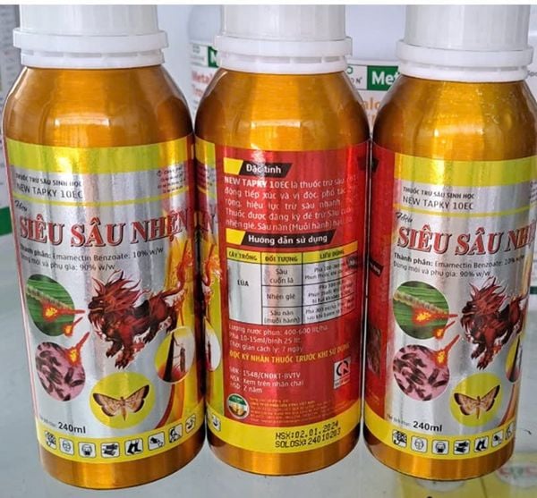 (240ml) Thuốc trừ sâu New Tapky 10EC, hiệu Siêu Sâu Nhện 240m: đặc trị sâu cuốn lá lúa, nhện gié, muỗi hành, sâu đục trái, sâu đục thân