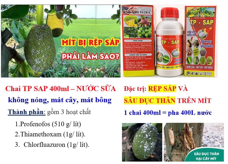 Thuốc trị rệp sáp mít, sâu đục thân và trị sâu đục trái mít