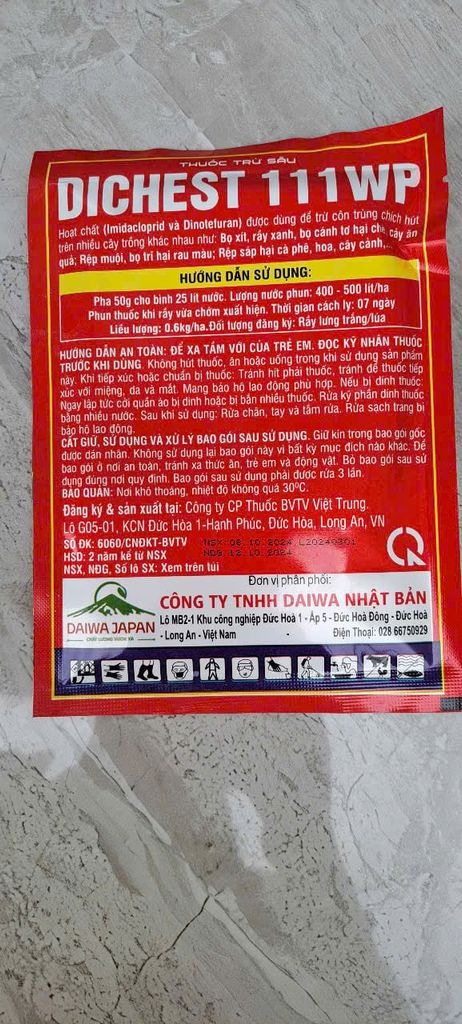 sạch bọ trĩ 50gam (DICHEST 11WP) - Trừ Bọ trĩ, bù lạch và rầy cánh trắng lúa
