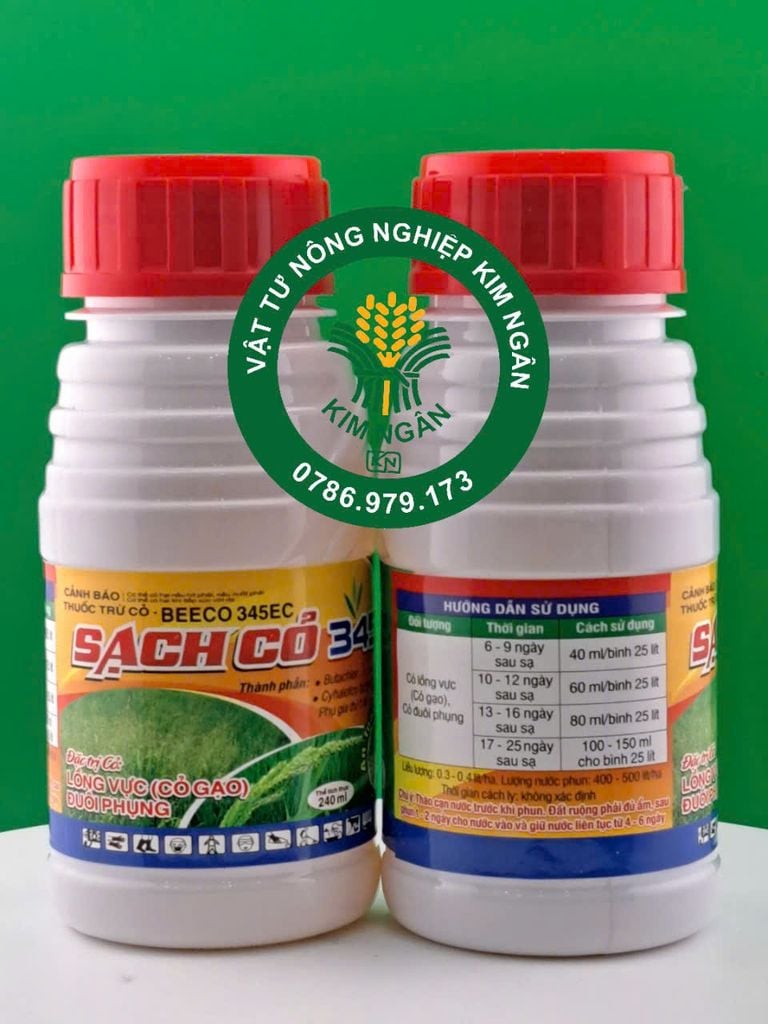 (240ml) Thuốc trừ cỏ Beeco 345EC - hiệu sạch cỏ 345: trừ cỏ lồng vực, cỏ đuôi phụng, cỏ gạo trên ruộng lúa