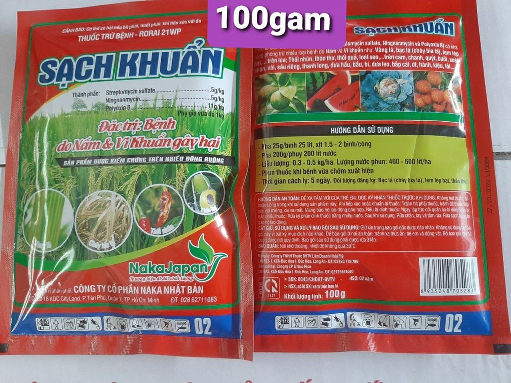 Sạch Khuẩn 21Wp, Rorai 21Wp 25gam, 100gam, 250gam: trừ nấm khuẩn gây thối nhũn, thán thư, loét, sẹo, héo xanh, vàng lá