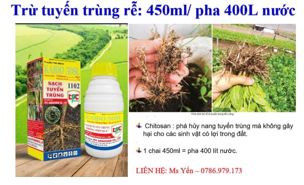 (450ml) Thuốc trừ bệnh KAIDO 50SL, sạch tuyến trùng rễ,  trừ tuyến trùng gây bướu rễ, quản lý bệnh thối trái - thối quả