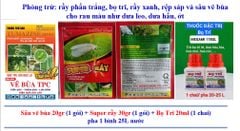 Đặc trị rầy phấn trắng, bọ trĩ, rầy xanh, rệp sáp và sâu vẽ bùa, dòi đục lá cho rau màu như dưa leo, dưa hấu, ớt ...