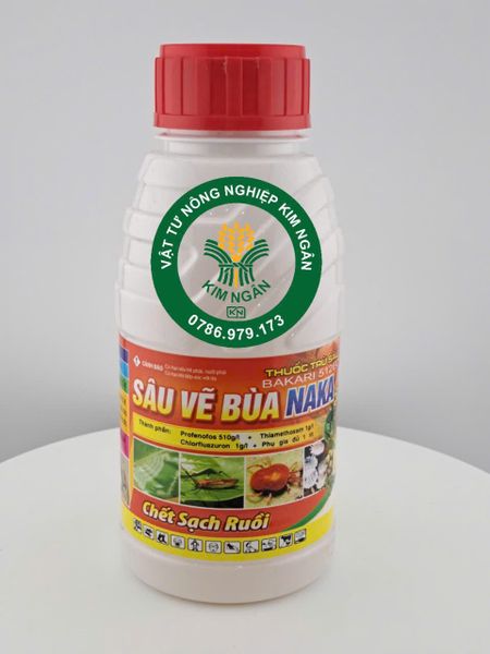 Sâu vẽ bùa NAKA 512EC 450ml, bakari 512EC: phòng trừ sâu vẽ bùa, sâu đục thân, nhện đỏ, rệp sáp, bọ xít muỗi, sạch ruồi.