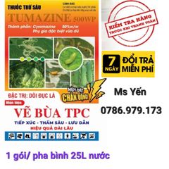 Sâu vẽ bùa TPC 20gam: đặc trị sâu vẽ bùa, dòi đục lá trên rau màu, dưa chuột, sâu vẽ bùa trên hoa kiểng