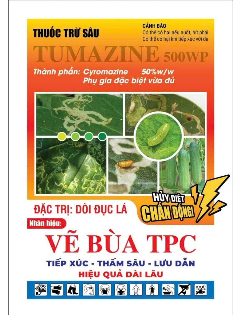 Sâu vẽ bùa TPC 20gam: đặc trị sâu vẽ bùa, dòi đục lá trên rau màu, dưa chuột, sâu vẽ bùa trên hoa kiểng