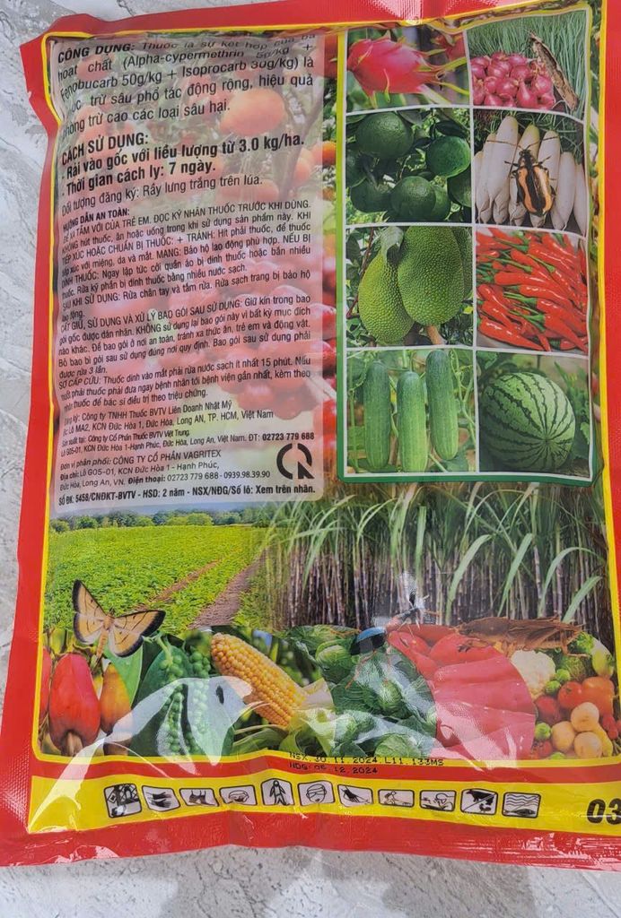 Rải gốc Siêu Nhân (1kg) - Trừ sâu đục thân lúa, rải trừ rệp sáp rễ, tuyến trùng, sâu đất, bọ dừa, đuông dừa, muỗi hành