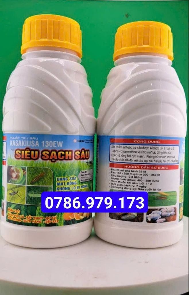 Siêu sạch sâu 450ml, Kasakiusa 130ew: đặc trị bọ trĩ, ruồi đục trái, sâu cuốn lá, rầy xanh, bọ trĩ, muỗi hành, ruồi vàng, rệp sáp