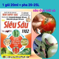 (sâu đục trái rau màu) Siêu sâu 1102 - New tapky 10ec: Phòng trừ sâu đục trái bắp, sâu đục trái cà chua, sâu đục quả cà tím, cà chua, sâu đục trái đậu