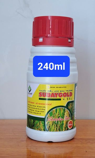 (240ml) Chất điều hòa sinh trưởng Subaygold 4.55L: chuyên dùng cho lúa ra rễ mạnh, đẻ nhánh khỏe, nở bụi, kích trổ đồng loạt, vô gạo nhanh
