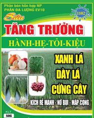 Phân bón đa lượng EV10: tăng trưởng hành lá, củ hành tím, tăng trưởng lá hẹ- TỎI - CỦ KIỆU 50gam
