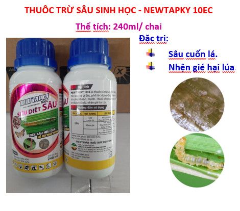 New Tapky 10EC, Siêu Diệt Sâu 240ml: đặc trị sâu cuốn lá lúa, nhện gié, muỗi hành, sâu đục trái, sâu đục thân