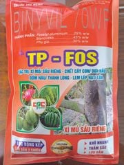 Thuốc trừ bệnh TP-FOS 400g, BINYVIL 70WP: phòng trừ nứt thân xì mủ sầu riêng, thối trái, héo rũ dưa hấu, đốm nâu thanh long, lem lép hạt lúa
