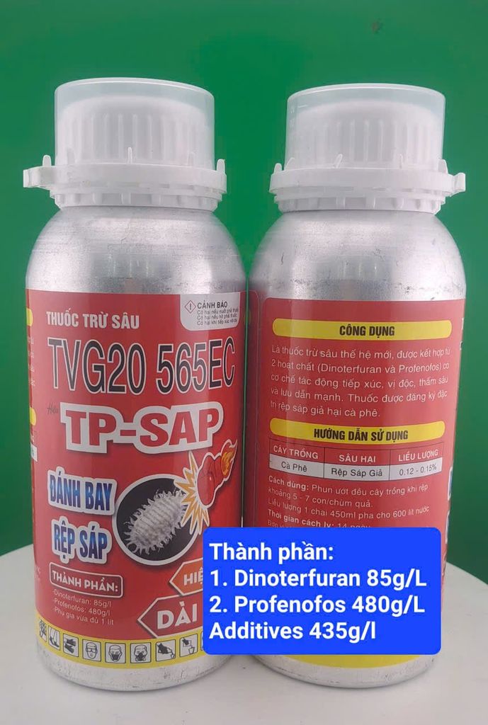 TVG 20 565EC: Trừ rệp sáp, sâu tơ, sâu vẽ bùa, nhện đỏ, sâu lông, sùng hà khoai lang, bọ hà khoai lang