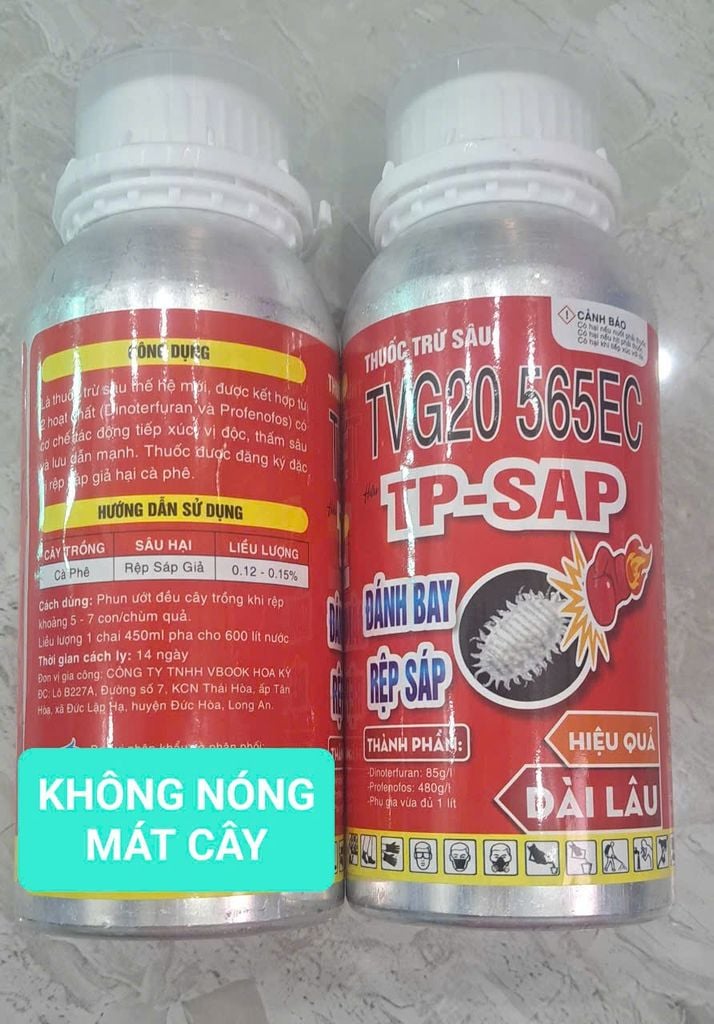 TVG 20 565EC: Trừ rệp sáp, sâu tơ, sâu vẽ bùa, nhện đỏ, sâu lông, sùng hà khoai lang, bọ hà khoai lang