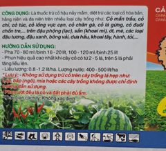 Vua Cỏ 50EC 100ml và 450ml:  trừ Cỏ hậu nảy mầm, cỏ Màu, mần trâu, cỏ chỉ, cỏ túc, lồng vực cạn, cỏ chân gà, cỏ lá gừng.