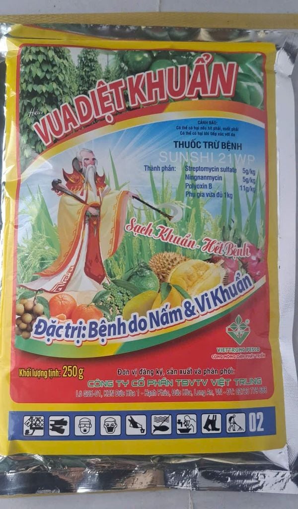 (250g) Thuốc Trừ Bệnh Sunshi 21WP, Vua Diệt Khuẩn hình ông bụt: trừ nấm và khuẩn, trừ bạc lá, lem lép hạt lúa, thán thư vải.