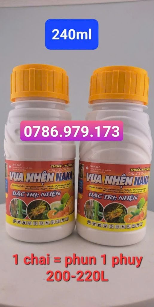 Đặc trị nhện đỏ - nhện gié, Vua nhện naka 240ml - Siêu nhện 450ml, Calicydan 150EW: sạch nhện, gây ung trứng, mát cây, mát bông