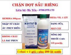 Chặn đọt sầu riêng bằng KEMIRA 500gam, không gây cháy lá của Thụy Điển (Châu Âu) - chống sượng trái, tăng độ ngọt của trái, chống rụng trái