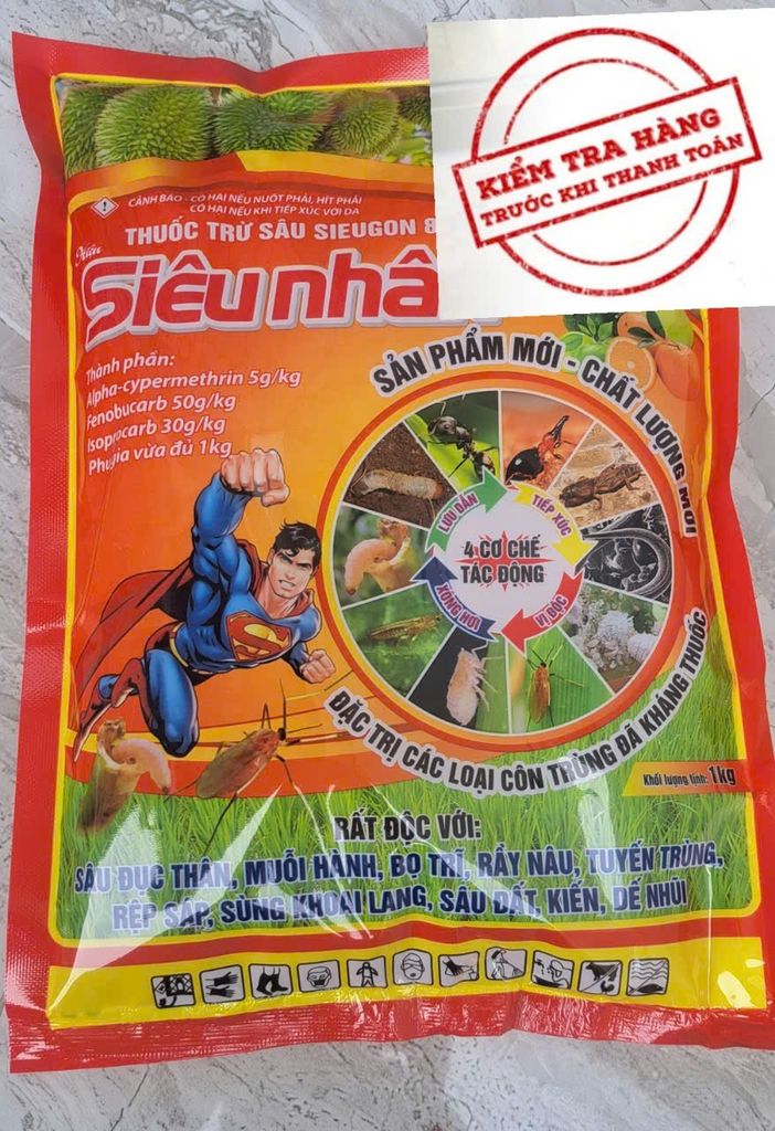 Rải gốc Siêu Nhân (1kg) - Trừ sâu đục thân lúa, rải trừ rệp sáp rễ, tuyến trùng, sâu đất, bọ dừa, đuông dừa, muỗi hành