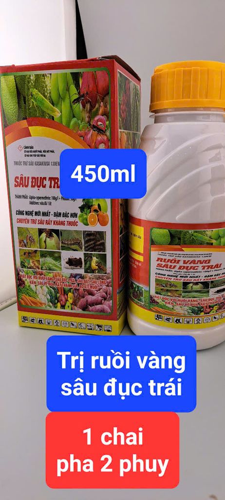 (450ml) Thuốc trừ ruồi vàng, sâu đục trái, kasakiusa 130EW : đặc trị ruồi vàng, trừ sâu đục trái/ sâu đục quả, sâu đất, sâu lông, kiến, sâu vẽ bùa, rầy thánh giá, bọ xít, muỗi.
