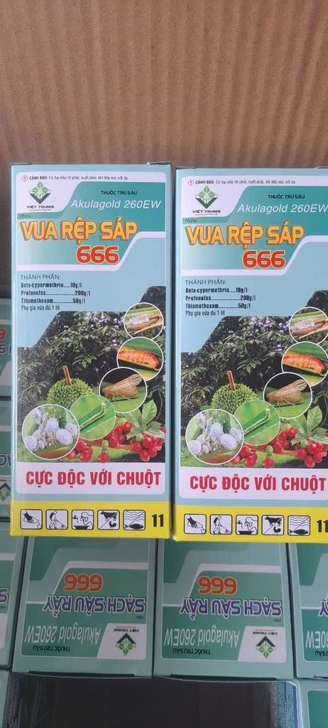 sạch sâurầy 666, Vua rệp sáp 666:  trừ rệp sáp, sâu đục thân, muỗi hành,  rầy phấn trắng lúa, bọ trĩ gây hại lúa