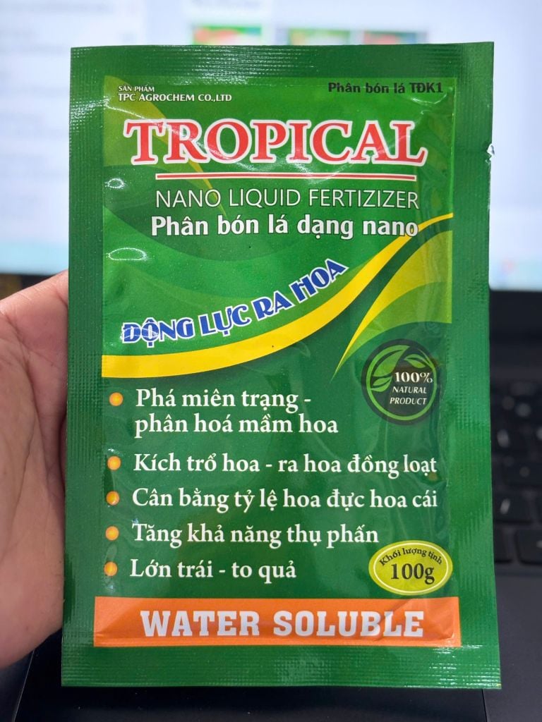 TROPICAL 100gam:  Kích ra hoa, phá miên trạng sầu riêng, chanh, bưởi , xoài, nhãn, chôm chôm, thanh long, cà phê, tiêu ...
