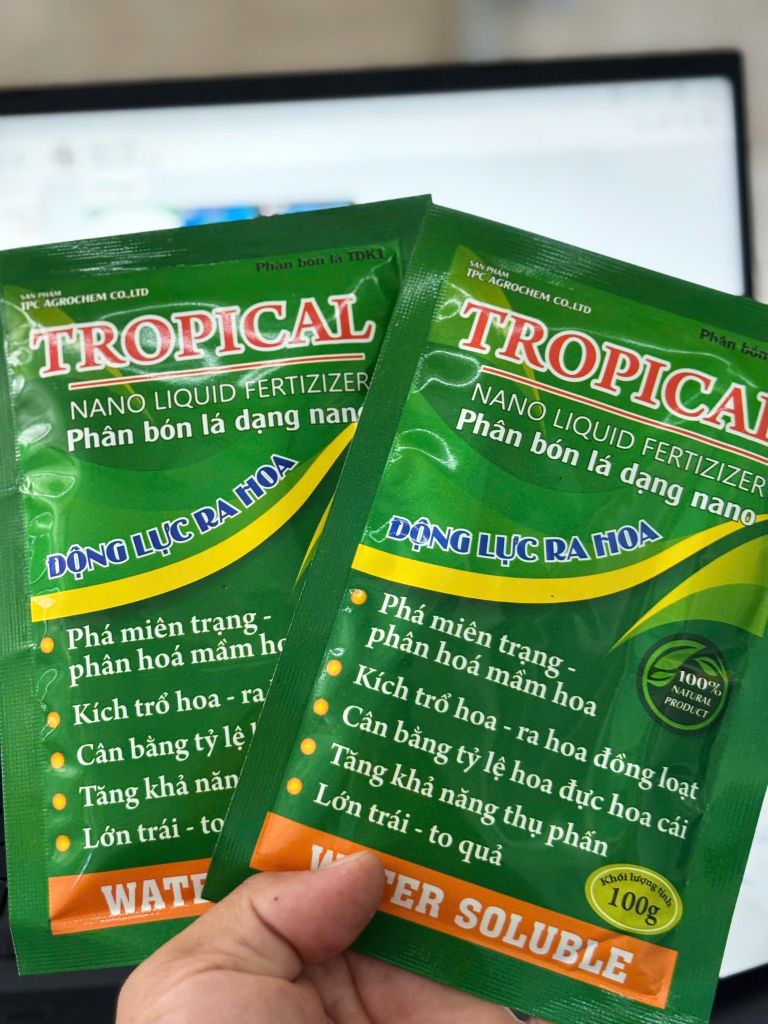 TROPICAL 100gam:  Kích ra hoa, phá miên trạng sầu riêng, chanh, bưởi , xoài, nhãn, chôm chôm, thanh long, cà phê, tiêu ...