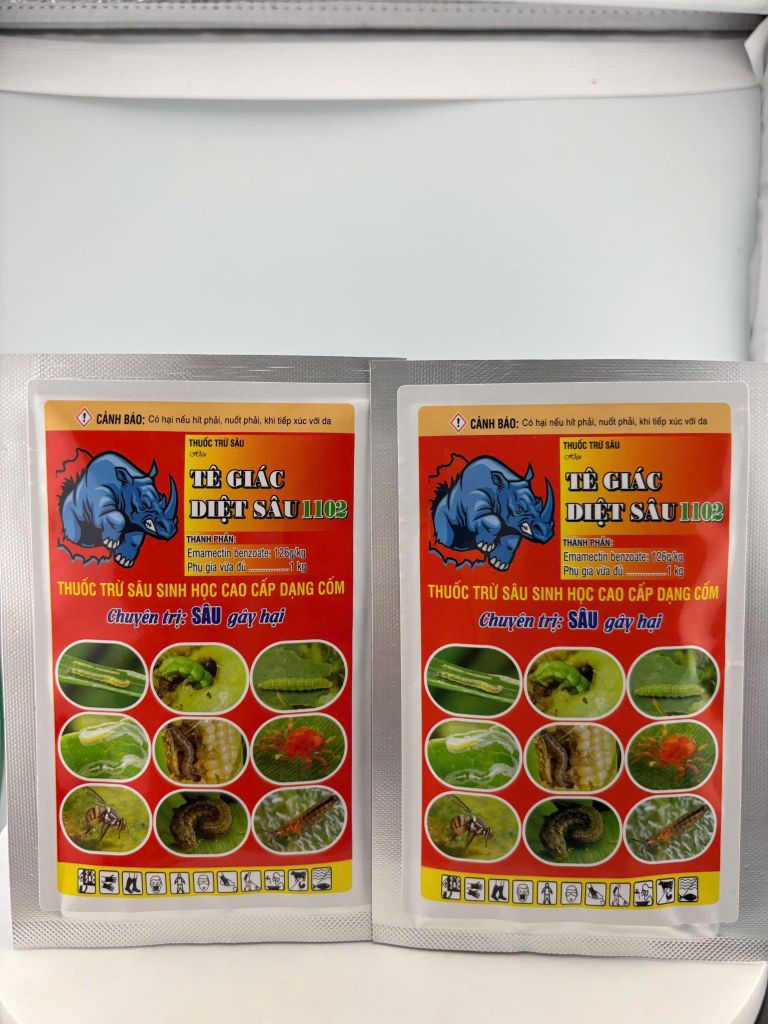 Gói Tê Giác Diệt Sâu 70gam: trừ sâu sinh học dạng cốm NewMectin 126WG: trừ sâu ăn bông, sâu cuốn lá, sâu vẽ bùa, sâu đục trái cà, trái ớt, trái bắp, sâu xanh da láng