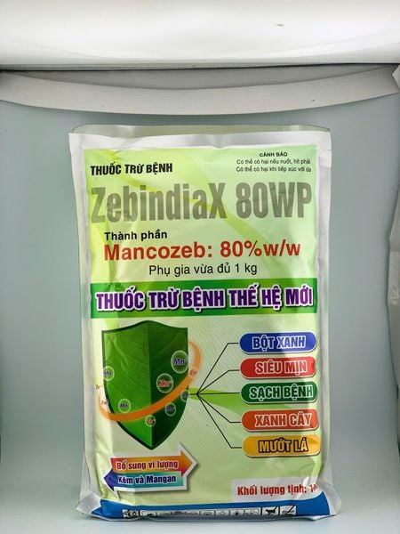 (1kg) Mancozeb 80% 1kg - Zebindiax 80wp 1kg: thuốc trừ bệnh thế hệ mới, bột xanh, siêu mịn, sạch bệnh, xanh cây, mướt lá.