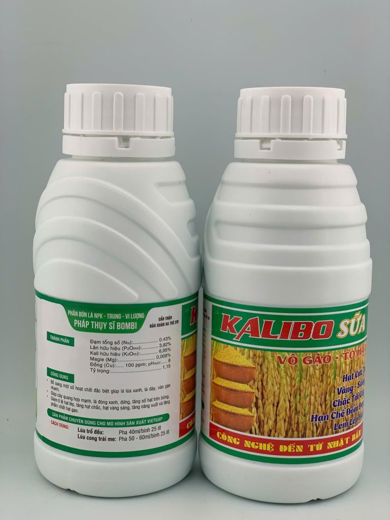 (500ml) Phân bón lá NPK - Trung - Vi lượng: KALIBO SỮA -Vô gạo - to hạt: hạt cực to, vàng-sáng, chắc tới cậy, hạn chế đốm đen, lem lép hạt. Công nghệ đến từ Nhật Bản