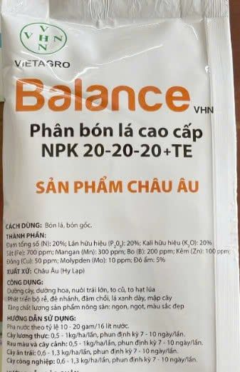 (gói 500g) Balance 20-20-20+ TE : phân bón lá nhập khẩu Châu Âu