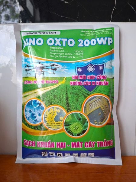 (200gam) Thuốc trừ bệnh LINO OXTO 200WP sạch khuẩn: trừ bạc lá, cháy bìa lá, phấn trắng