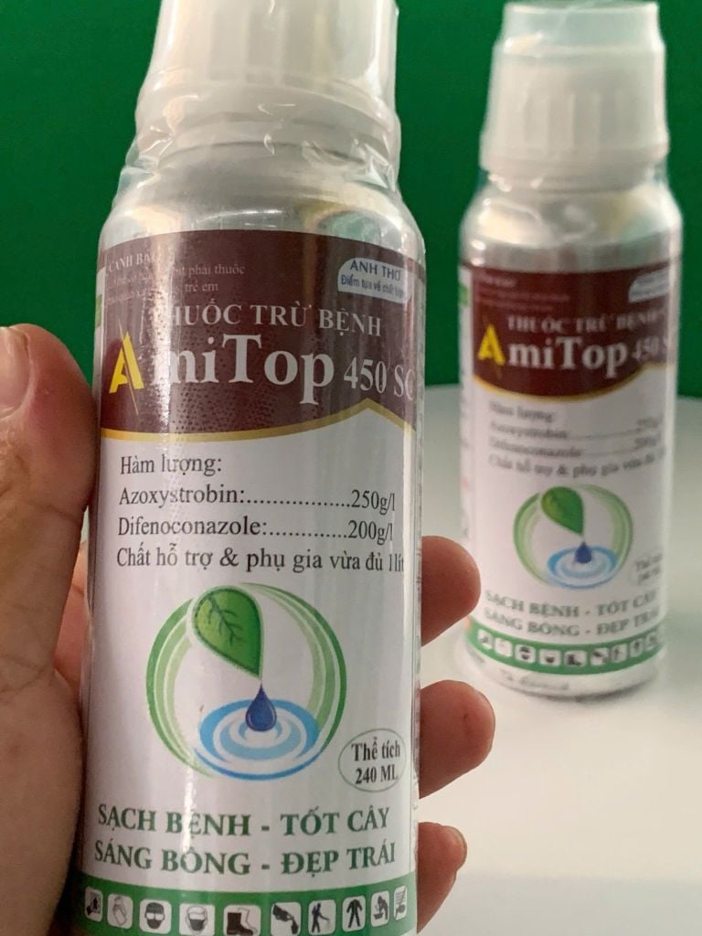 Thuốc trừ bệnh Amitop 450SC trừ bệnh đốm lá, sương mai, thán thư, thối trái trên rau màu, khổ qua, bầu bí dưa chuột, dưa leo, phóng đọt, mập đọt, không nóng