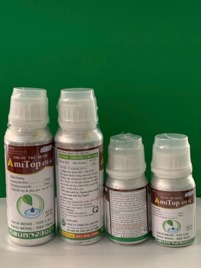 Thuốc trừ bệnh Amitop 450SC trừ bệnh đốm lá, sương mai, thán thư, thối trái trên rau màu, khổ qua, bầu bí dưa chuột, dưa leo, phóng đọt, mập đọt, không nóng