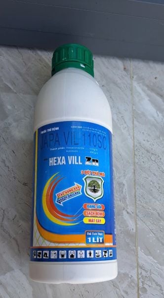 Thuốc trừ bệnh Japavil 110sc - Hexa Vill 110sc 1 lít, dạng sữa, mát cây, hoạt chất Hexaconazole chặn đọt sầu riêng, trừ bệnh lem lép hạt lúa
