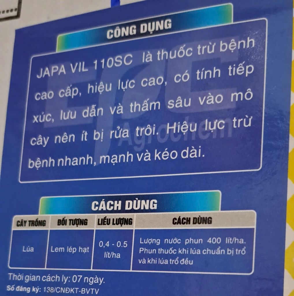 Thuốc trừ bệnh Japavil 110sc - Hexa Vill 110sc 1 lít, dạng sữa, mát cây, hoạt chất Hexaconazole chặn đọt sầu riêng, trừ bệnh lem lép hạt lúa