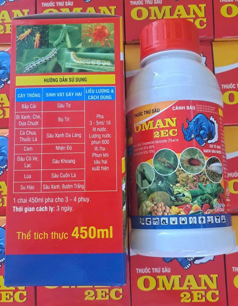 Thuốc trừ sâu OMAN 2EC 450ml - Trừ Sâu, trừ nhện đỏ, sâu tơ bắp cải, bọ trĩ, sâu xanh da láng, sâu khoang, sâu cuốn lá lúa, sâu xanh, bướm trắng