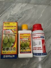 Combo (Famycin+siêu sạch bệnh 1102) thuốc phòng trừ bệnh thối cuống, thối trái, thối nhũn - bạc lá, cháy bìa lá trên cây ăn trái, trên sầu riêng