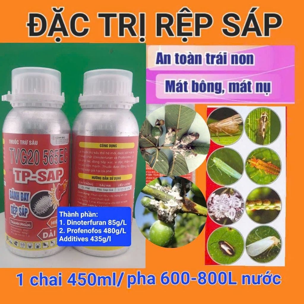 TVG 20 565EC, TP SAP: Đặc trị sâu đục thân lúa, bọ trĩ, Bọ xít hôi, rầy phấn trắng, bù hút chích hút bông lúa - KHÔNG NÓNG