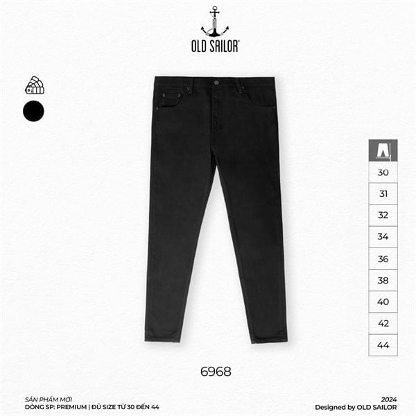  Quần Jean Nam Deep Black Form Carrot 95cm Old Sailor - 6968 - Big size upto 44 